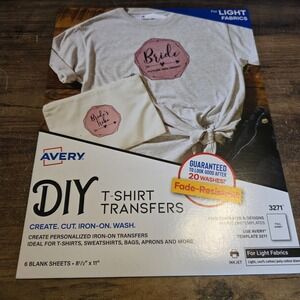 Avery DIY T-Shirt Transfers #3271 For Light Fabrics Iron On T-Shirts Bags Aprons